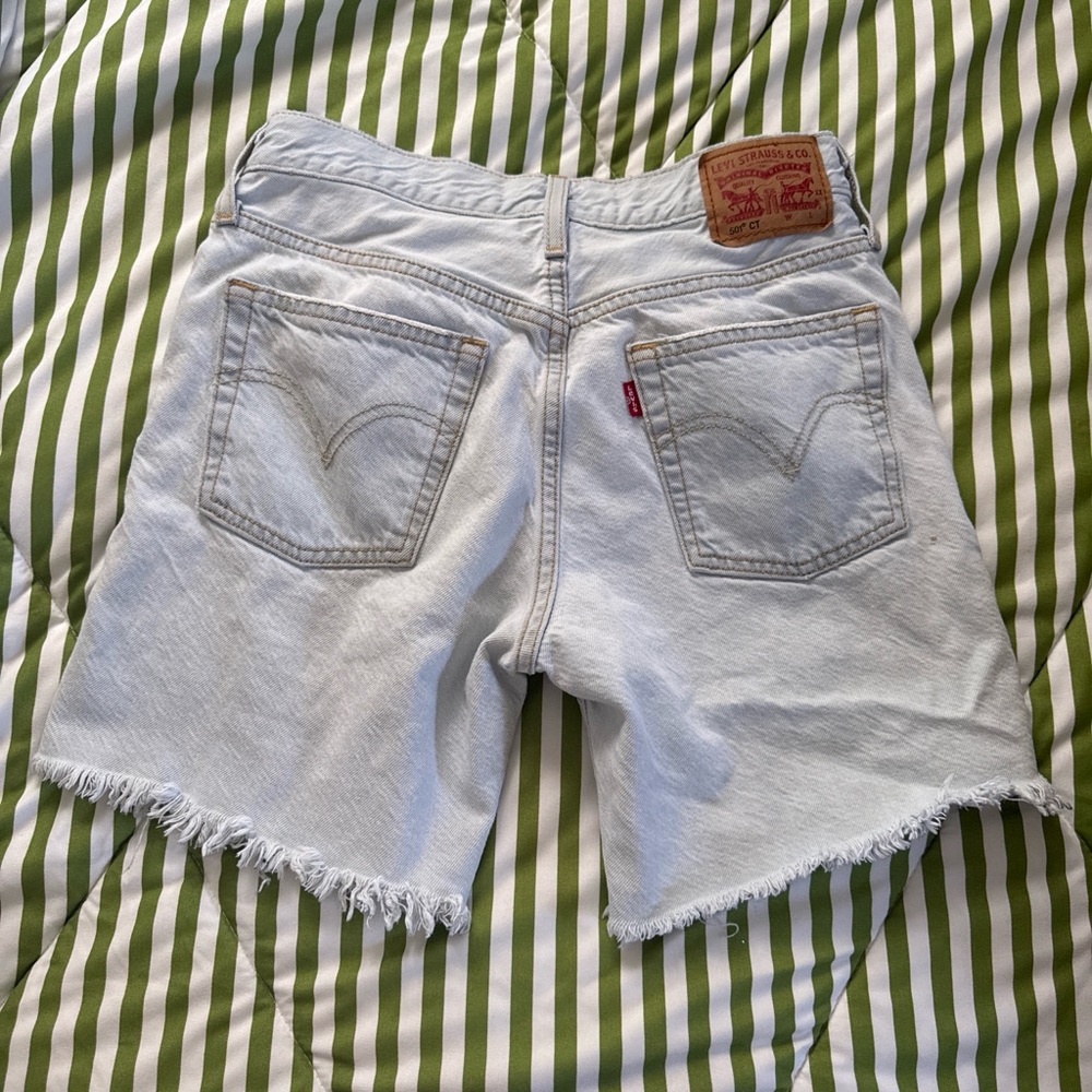 Levi's White Frayed Denim Cutoff Shorts